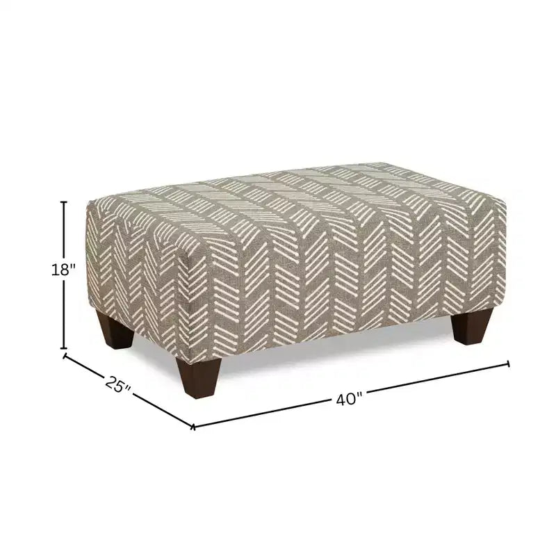 Pouf da salotto con rivestimento in tessuto spigato, 101,6 cm L x 63,5 cm P
