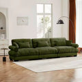 Divano Moderno Extra Large a 3 Posti in Velluto con Cuscini Lombari e Cuscini Decorativi, Verde Oliva