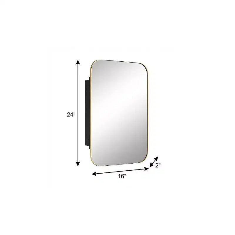 Specchio da bagno con cornice in metallo dorato da 24" con mobiletto