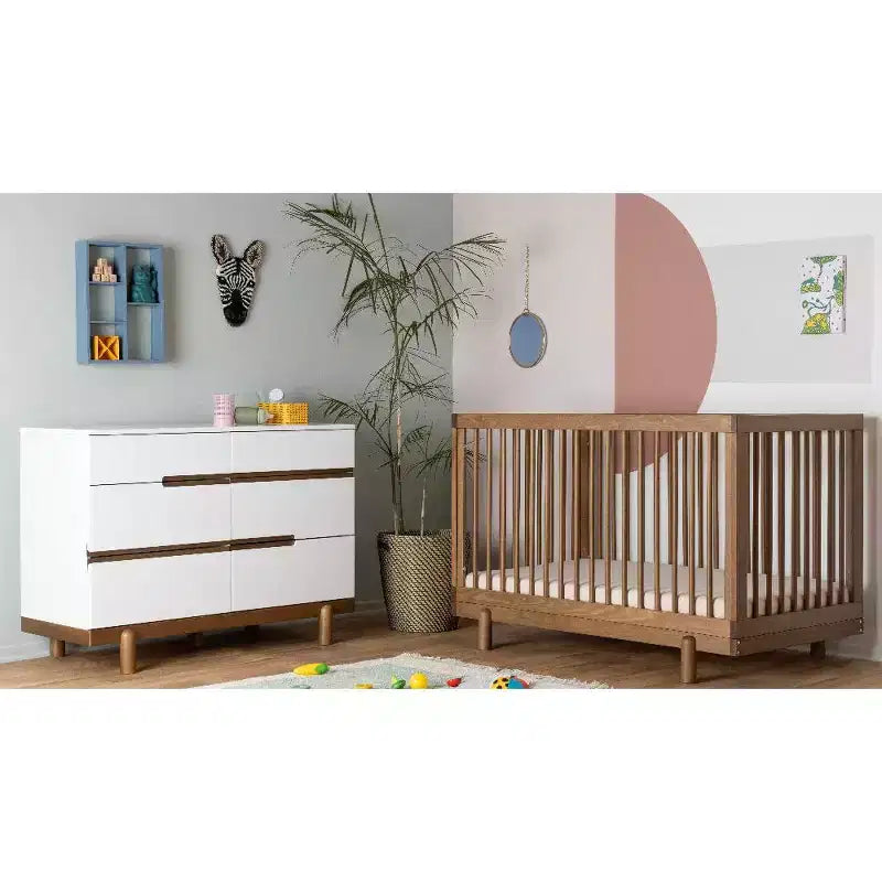 Comò Fasciatoio a 6 Cassetti, Largo 119 cm con Cassetti a Chiusura Ammortizzata