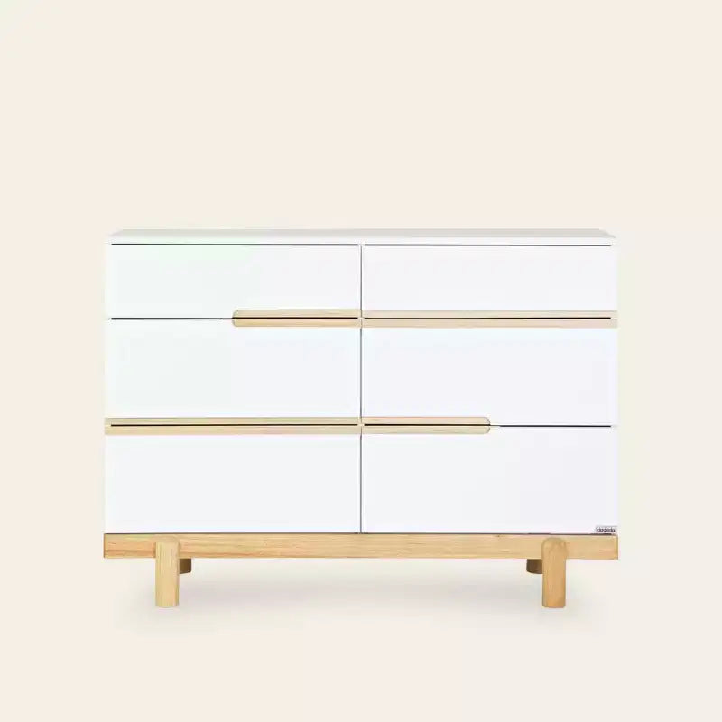 Comò Fasciatoio a 6 Cassetti, Largo 119 cm con Cassetti a Chiusura Ammortizzata