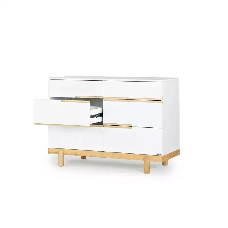 Comò Fasciatoio a 6 Cassetti, Largo 119 cm con Cassetti a Chiusura Ammortizzata