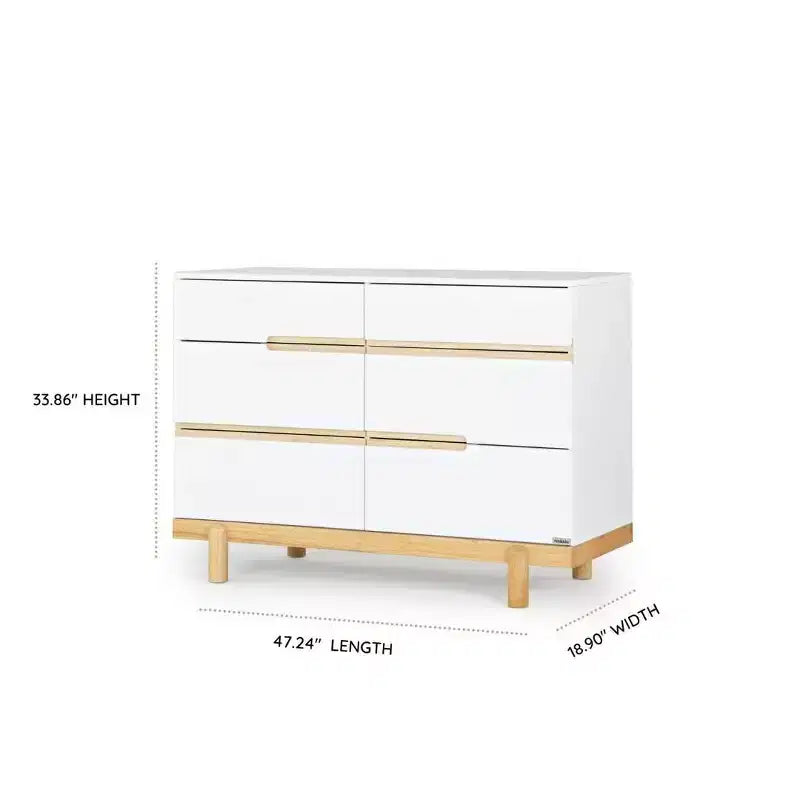 Comò Fasciatoio a 6 Cassetti, Largo 119 cm con Cassetti a Chiusura Ammortizzata