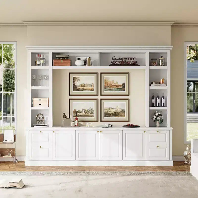 GDFStudio Zen All-in-One TV Entertainment Center for 70 TV, with 3 Adjustable Shelves & Storage Cabinet