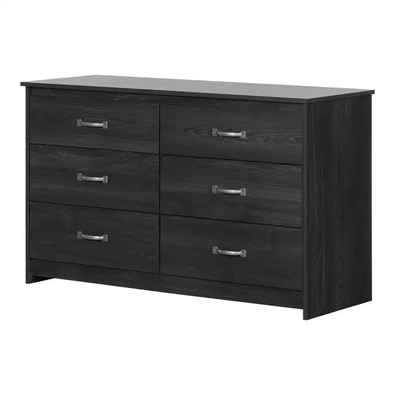 Cassettiera doppia a 6 cassetti, finitura rovere grigio, 132 cm L