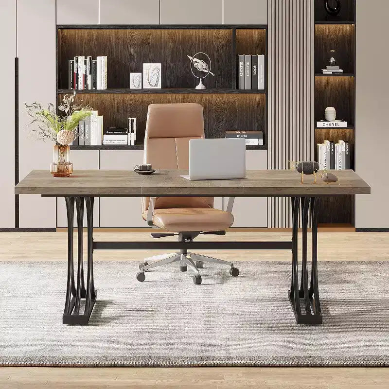 Tavolo da conferenza da 1,5 m per 4-6 persone, tavolo da riunione moderno con piano in finto marmo per l'home office