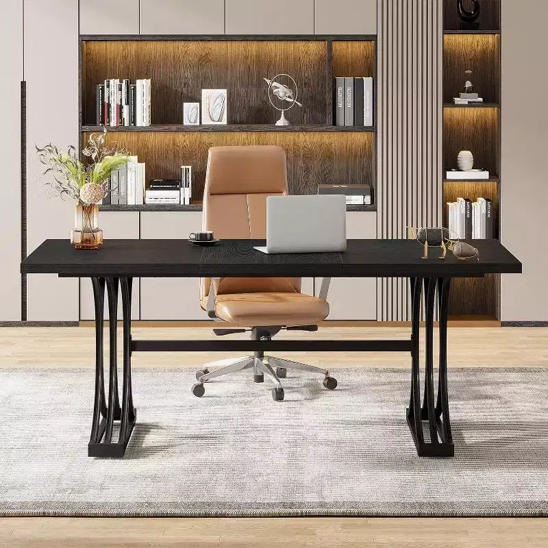 Tavolo da conferenza da 1,5 m per 4-6 persone, tavolo da riunione moderno con piano in finto marmo per l'home office