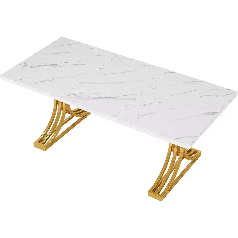 Lantine 5FT Conference Table for 4 to 6, Modern Meeting Table with Faux Marble Tabletop, Business Seminar Tables for Home Office