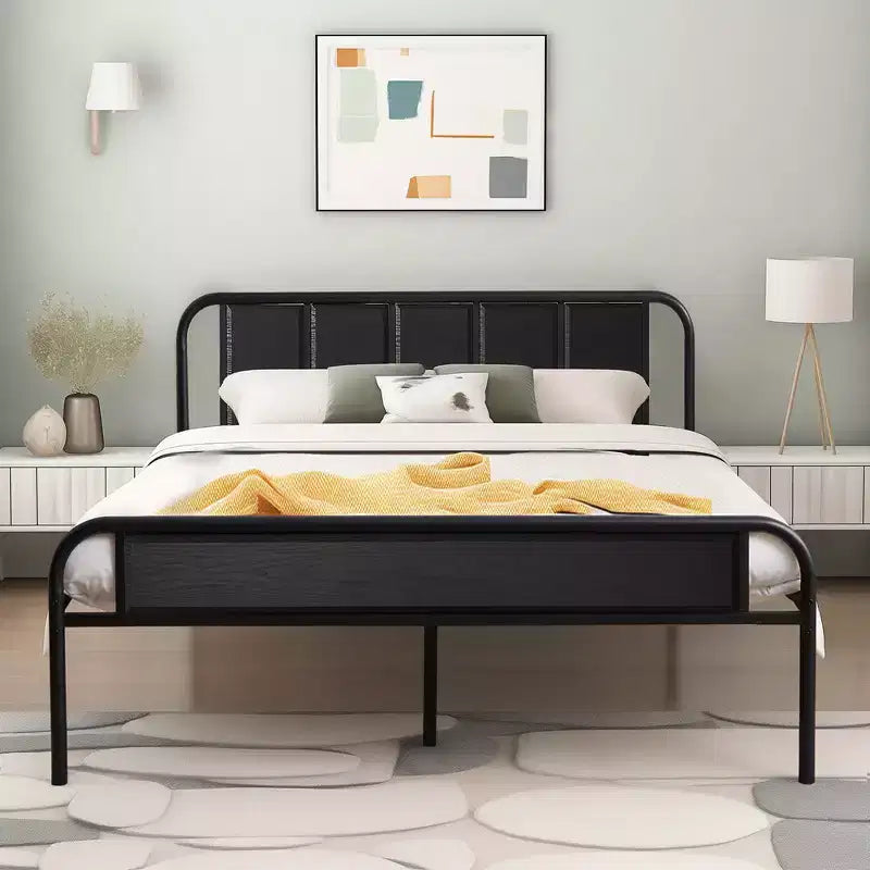 Struttura letto con testiera in legno industriale, piattaforma, capacità 300 kg