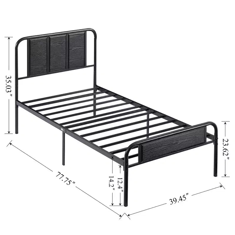 Struttura letto con testiera in legno industriale, piattaforma, capacità 300 kg
