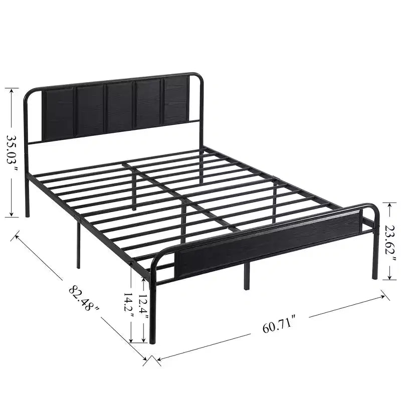 Struttura letto con testiera in legno industriale, piattaforma, capacità 300 kg
