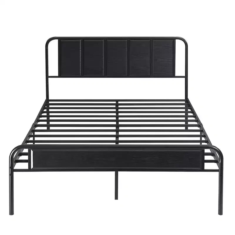 Struttura letto con testiera in legno industriale, piattaforma, capacità 300 kg