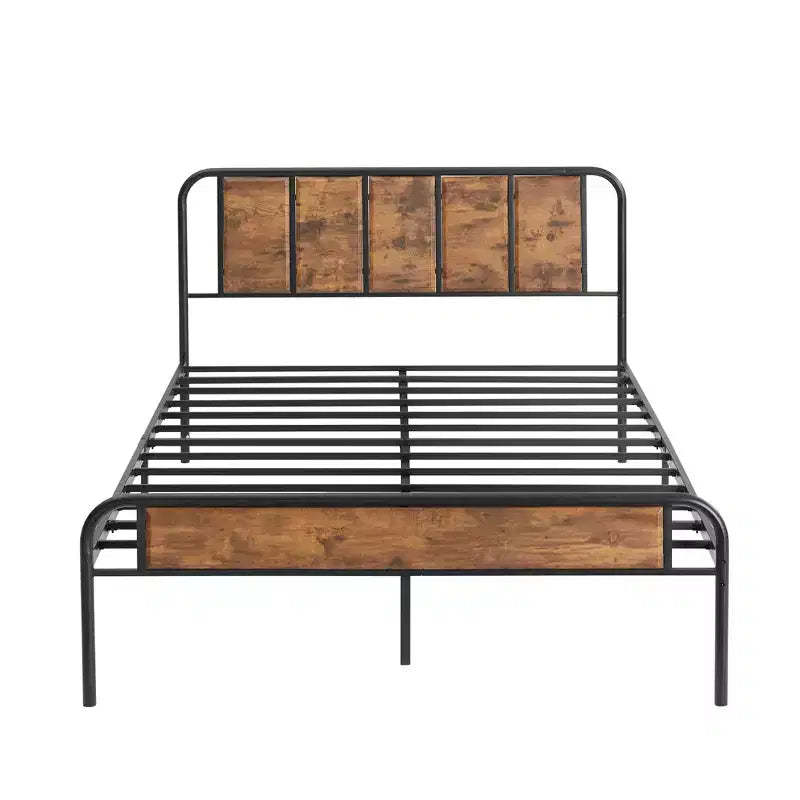 Struttura letto con testiera in legno industriale, piattaforma, capacità 300 kg
