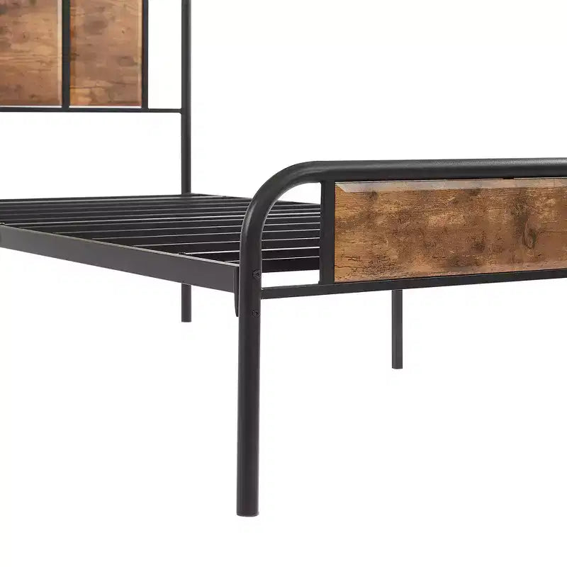 Struttura letto con testiera in legno industriale, piattaforma, capacità 300 kg