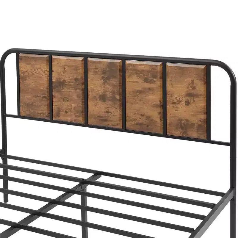 Struttura letto con testiera in legno industriale, piattaforma, capacità 300 kg