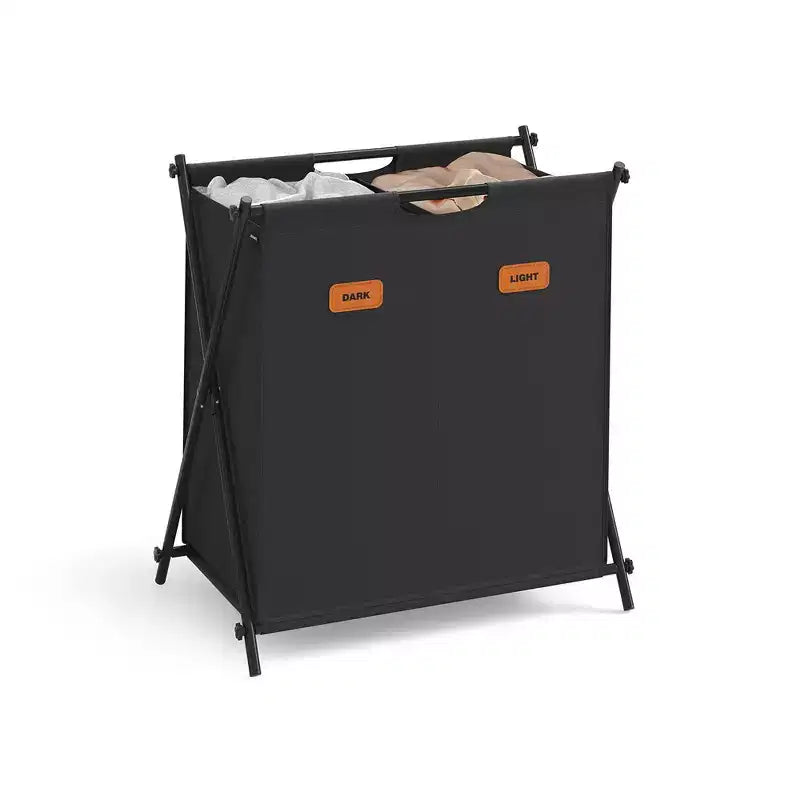 SONGMICS Laundry Hamper, Laundry Basket, Laundry Sorter Collapsible X-Frame, Clothes Organizer with Customizable Labels