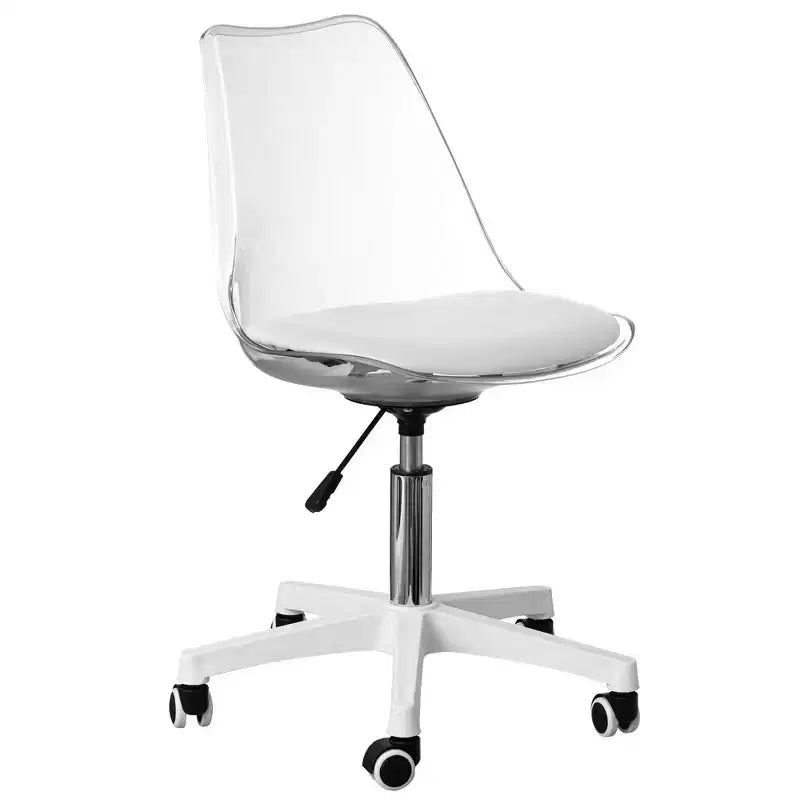 Fabulaxe Clear Acrylic Desk Chair - Armless Office Chair, Height Adjustable, Rolling Chair - Perfect for Home Office or Vanity with Swivel Function