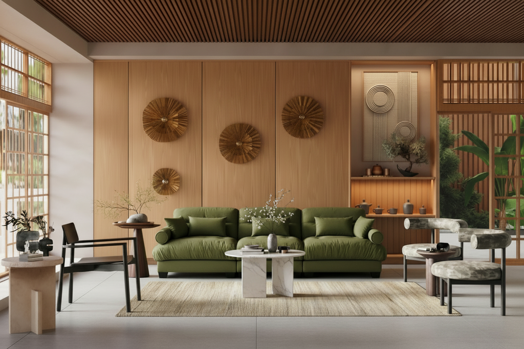 Divano Moderno Extra Large a 3 Posti in Velluto con Cuscini Lombari e Cuscini Decorativi, Verde Oliva